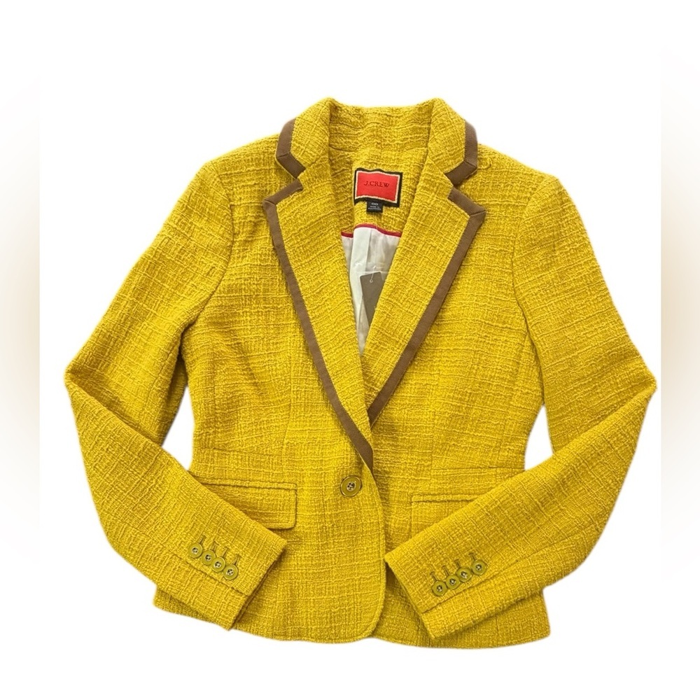 NWT J. CREW blazer and skirt Mustard Gold Textured Size 00​ - Picture 2 of 16